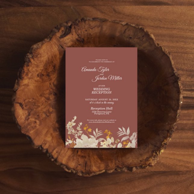 Invitation Réception de mariage bohème d'automne Rose Poussié (Créateur téléchargé)