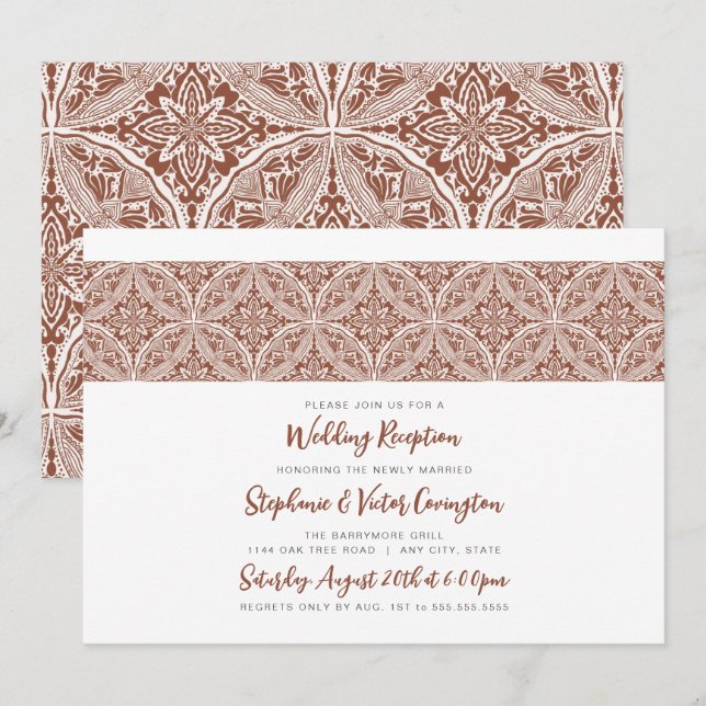 Invitation Réception de mariage Boho Medallion (Devant / Derrière)