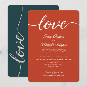 Invitation Réception de mariage Burnt Orange Green Elopement