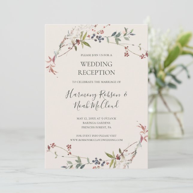 Invitation Réception de mariage champenoise botanique chic de (Debout devant)