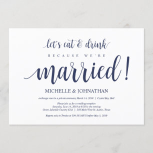 Invitation Réception de mariage champêtre bleu marine
