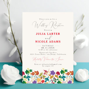 Invitation Réception de mariage champêtre moutarde violet de