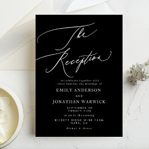 Invitation Réception de mariage classique blanc et noir simpl
