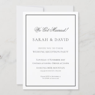 Invitation Réception de mariage classique en noir et blanc