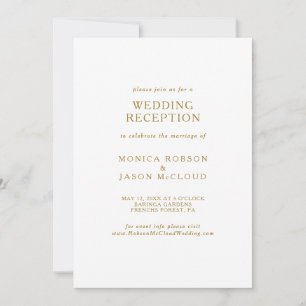 Invitation Réception de mariage classique minimaliste en or
