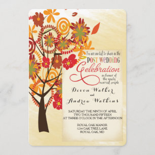 Invitation Réception De Mariage D'Arbres Floraux D'Automne Un