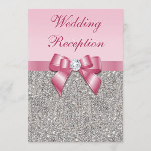 Invitation Réception De Mariage De Bow Rose De Séquins D'Arge