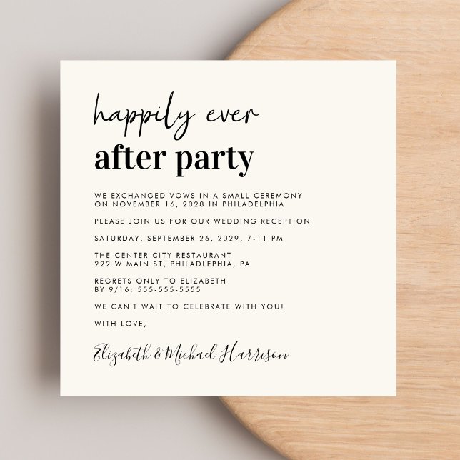 Invitation Réception De Mariage De Crème Photo Moderne (From private vows to a grand happily ever after party - celebrate with family and friends)
