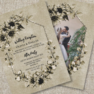 Invitation Réception de mariage de fleurs de tournesol vintag