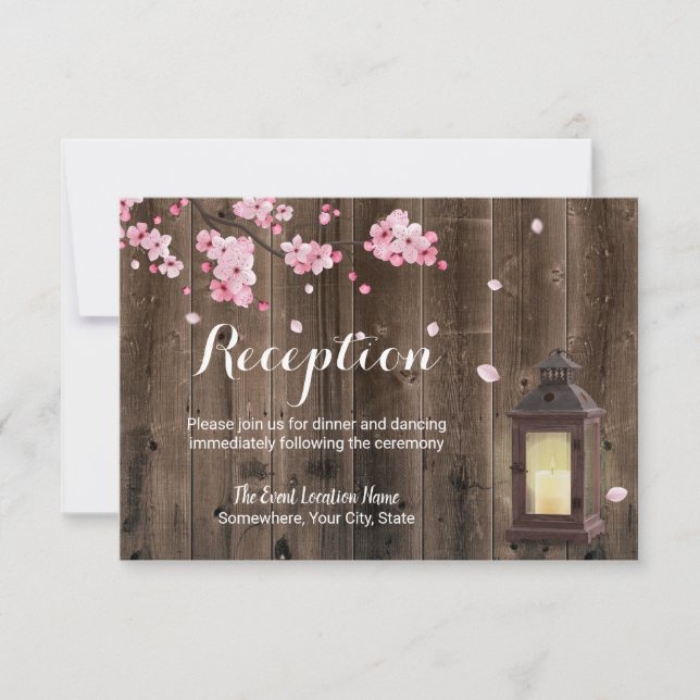 Invitation Réception de mariage de grange florale rose lanter (Devant)