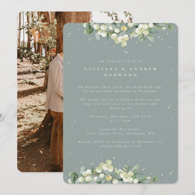 Invitation Réception de mariage de la canneberge verte+Eucaly (Devant / Derrière)