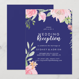 Invitation Réception de mariage de la marine Spring Peony seu
