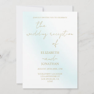 Invitation Réception de mariage de la vague d'aquarelle bleue