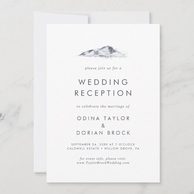 Invitation Réception De Mariage De Montagne Simple (Devant)
