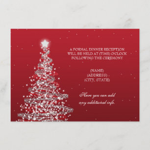 Invitation Réception de mariage de Noël Rouge Argent