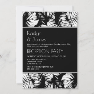 Invitation Réception de mariage de palme tropicale noire et b