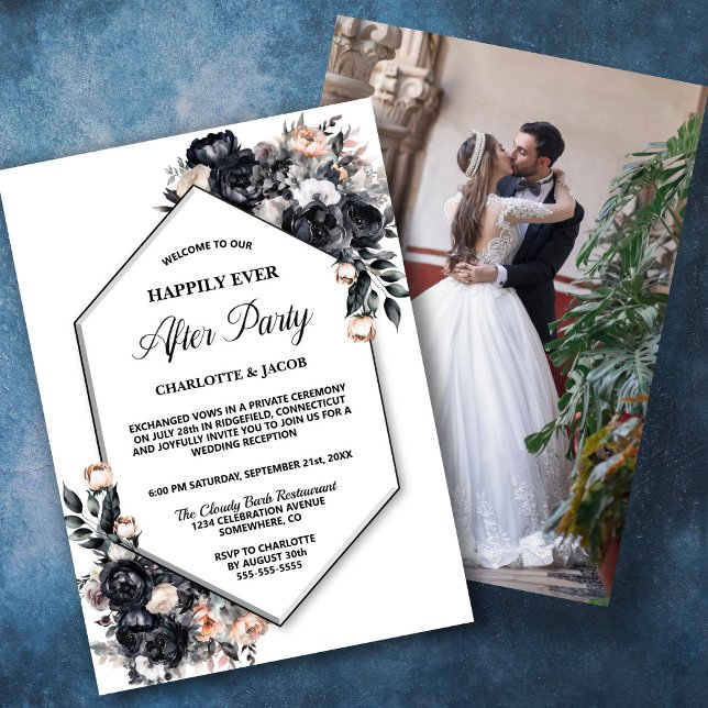 Invitation Réception de mariage de photos géométriques floral (Créateur téléchargé)