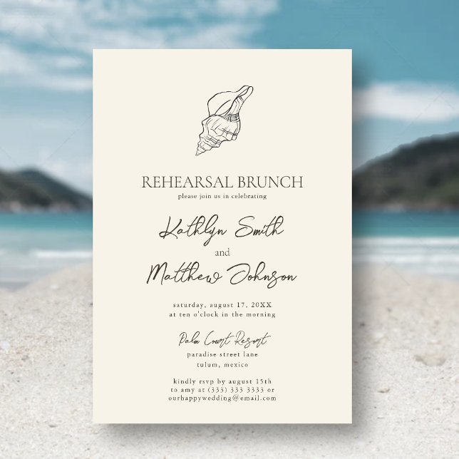 Invitation Réception de Mariage de plage moderne Shell Ocean (Créateur téléchargé)