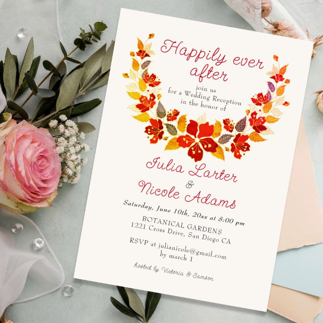 Invitation Réception De Mariage D'Hibiscus Tropical Orange Br (Créateur téléchargé)