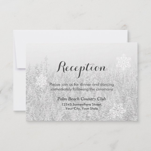 Invitation Réception de mariage d'hiver Flocons de neige & Fo (Devant)