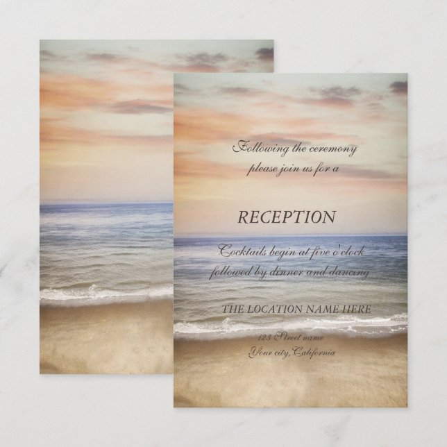 Invitation Réception De Mariage Du Ciel De Sable De Plage (Devant / Derrière)