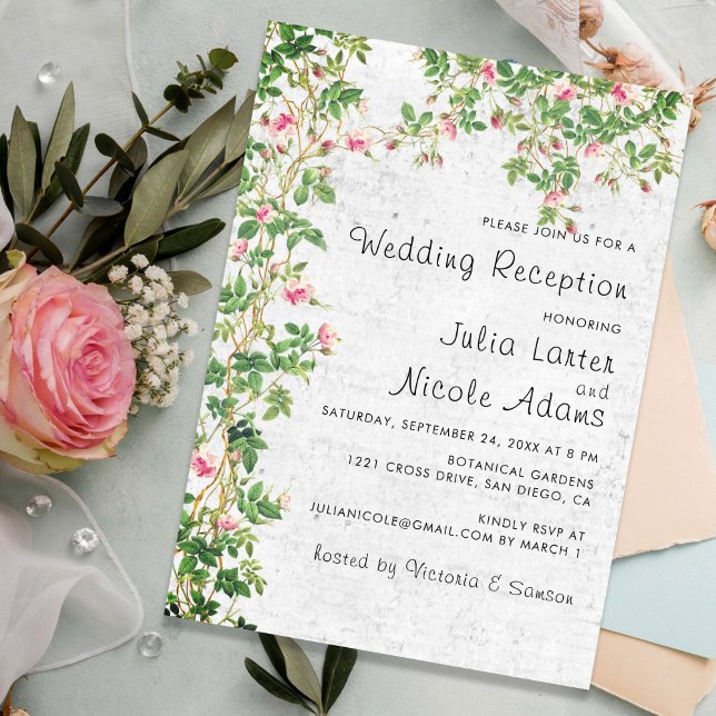 Invitation Réception de mariage du journal Rosy de style vint (Créateur téléchargé)