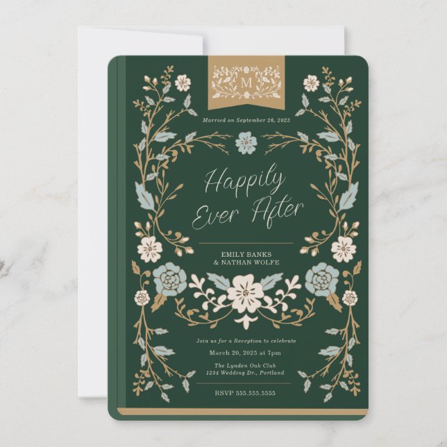 Invitation Réception de mariage du livre de bibliothèque vint (Devant)
