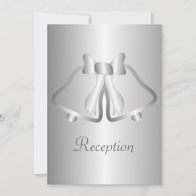Invitation Réception de mariage du soir aux cloches d'argent (Devant)