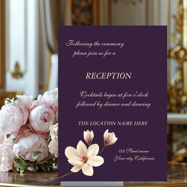 Invitation Réception de mariage élégant chic Magnolia (Créateur téléchargé)