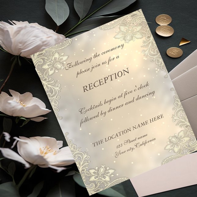 Invitation Réception de mariage élégante à cœurs dorés en den (Créateur téléchargé)