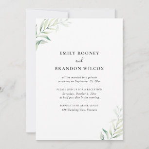 Invitation Réception de mariage élégante au vert sauge et euc