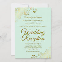 Réception de mariage élégante avec doré et vert me