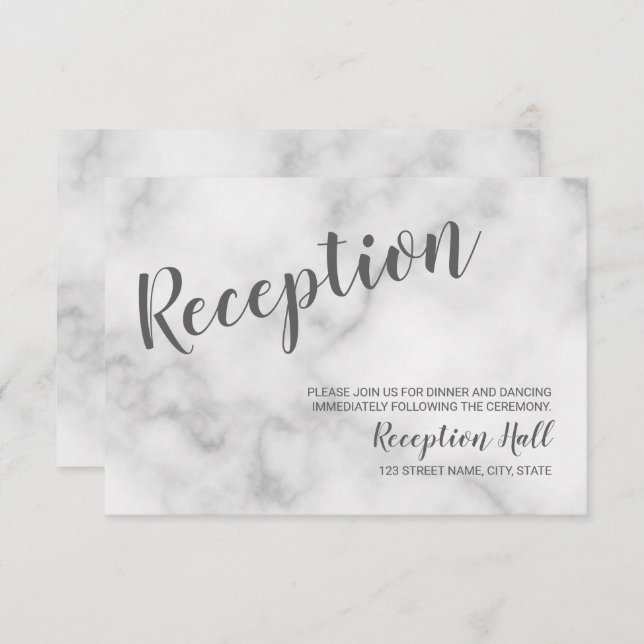 Invitation Réception de mariage élégante en marbre blanc (Devant / Derrière)
