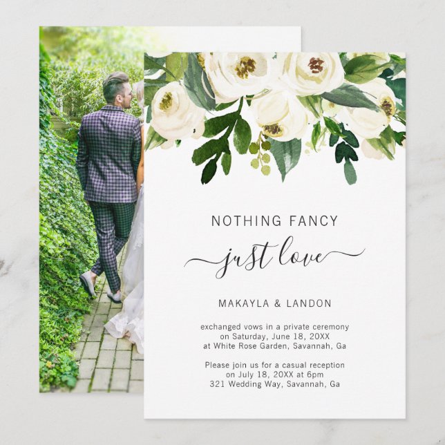 Invitation Réception de mariage élégante et moderne aux fleur (Devant / Derrière)
