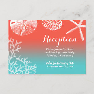 Invitation Réception de mariage élégante sur la plage du réci