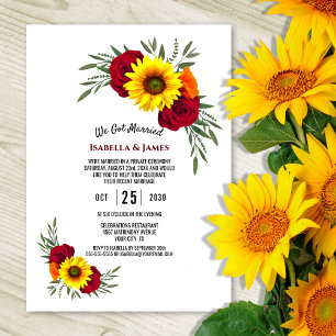 Invitation Réception de mariage élégante tournesol rose de Bo