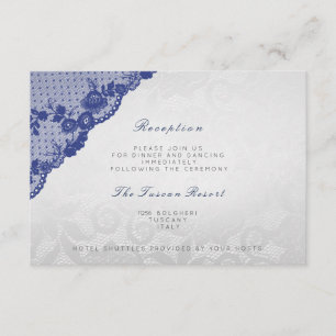 Invitation Réception de mariage en dentelle de la Marine Bleu