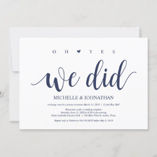 Invitation Réception de mariage en fuite champêtre bleu marin