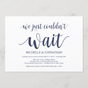 Invitation Réception de mariage en fuite champêtre bleu marin
