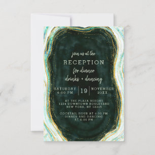 Invitation Réception de mariage en marbre d'agate vert sarcel
