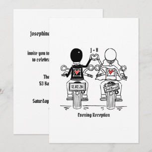 Invitation Réception de mariage en soirée moto motard
