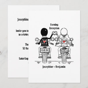 Invitation Réception de mariage en soirée moto motard