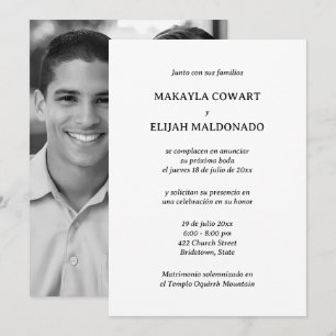 Invitation Réception de mariage espagnole en noir et blanc