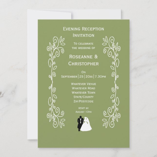 Invitation Réception De Mariage Et De Mariage Verte Sage (Devant)