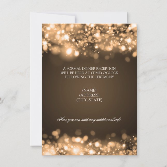 Invitation Réception de mariage étincelants or (Devant)