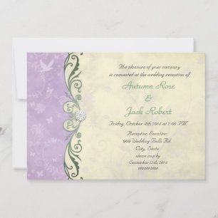 Invitation Réception de mariage fleuri jaune lavande