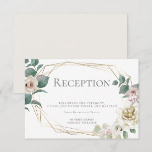 Invitation Réception de mariage Fleurs aquarelle ivoire ros