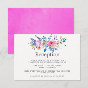 Invitation Réception de mariage floral aquarelle rose vif