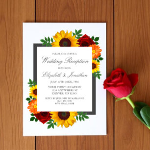 Invitation Réception de mariage floral de tournesol rose au c