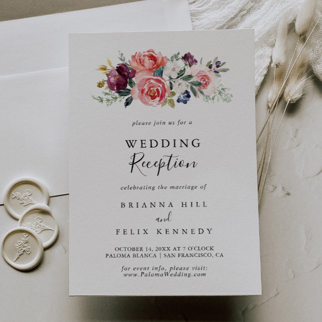 Invitation Réception de mariage floral d'été coloré tropical (Créateur téléchargé)